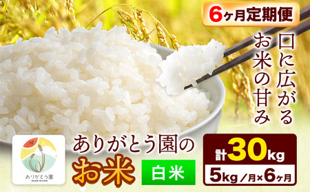 【6ヶ月定期便】ありがとう園の白米 5kg