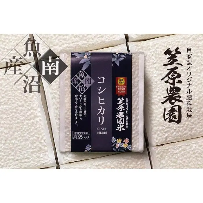 【定期便】【令和７年産】南魚沼産 笠原農園米 コシヒカリ 3合真空パック20個（簡易包装）×全６回 【銘柄米 ブランド米 精米 こしひかり コシヒカリ 定期便 魚沼産 南魚沼産 プレミアム 新潟米 新潟県産 高評価 高品質 高級 国産米 産直 ご飯】