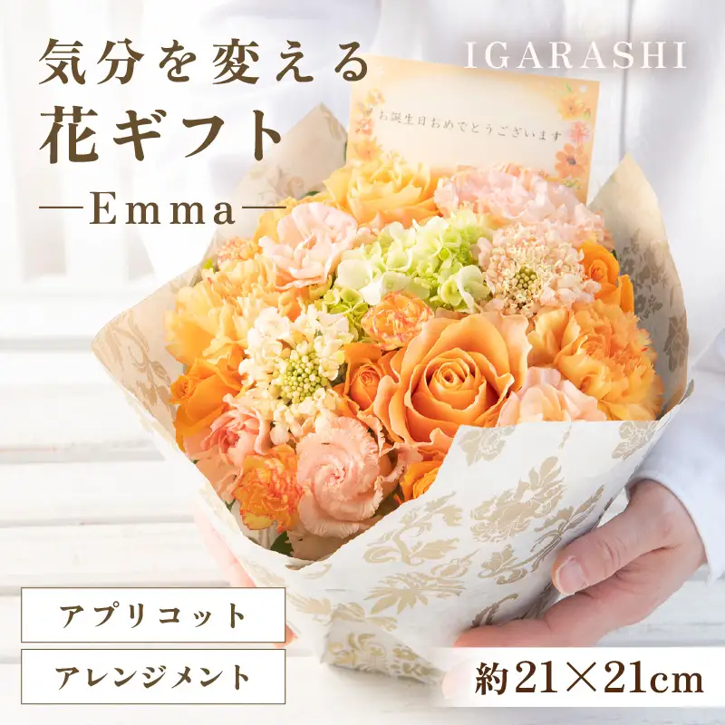 気分を変える花ギフト Emma(アレンジメント・アプリコット) [aw062-a006_05]