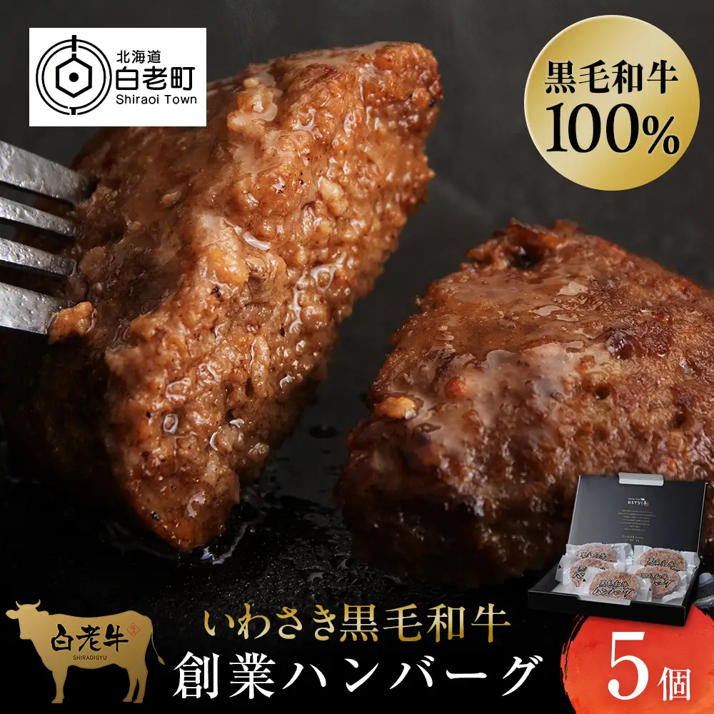 いわさき黒毛和牛 創業ハンバーグ 120g×5個 AB021