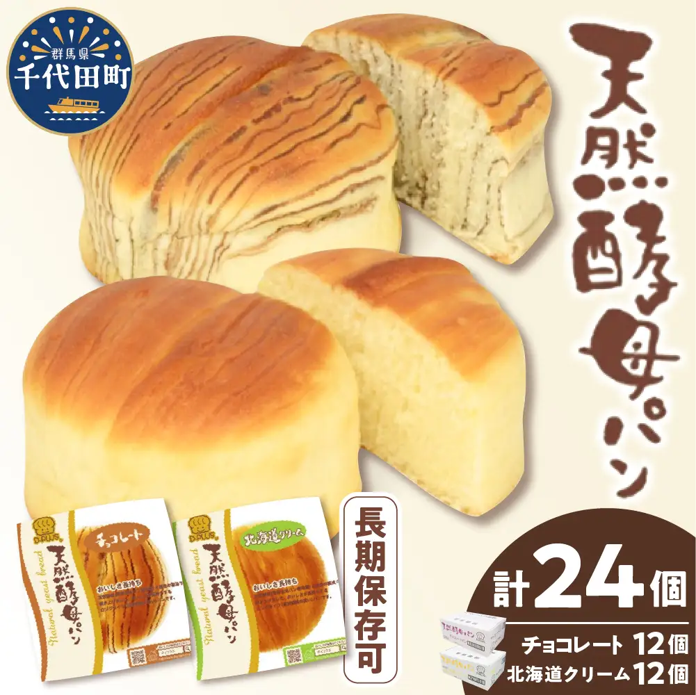 デイプラス天然酵母パン　北海道クリーム・チョコレート（12個入り×2ケース）※沖縄・離島配送不可 