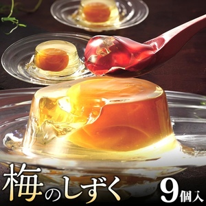 梅のしずく（9個入）_ゼリー 梅のしずく 9個入 スイーツ 久留米の料亭 柚子庵 紀州産 梅 大粒 甘露煮 ゼリー包み 芳醇な梅の味わい 梅ゼリー デザート おもてなし 手土産 お土産 加工品 食品 おやつ お取り寄せ お取り寄せスイーツ 福岡県 久留米市 送料無料  〔De005〕