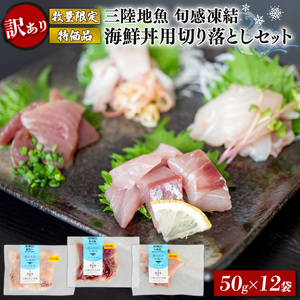 訳あり 刺身 切り落とし 50g×12袋 海鮮 魚貝類 魚介類 刺し身 旬の刺身 小分け 手軽 簡単 冷凍 三陸産 岩手県 大船渡市