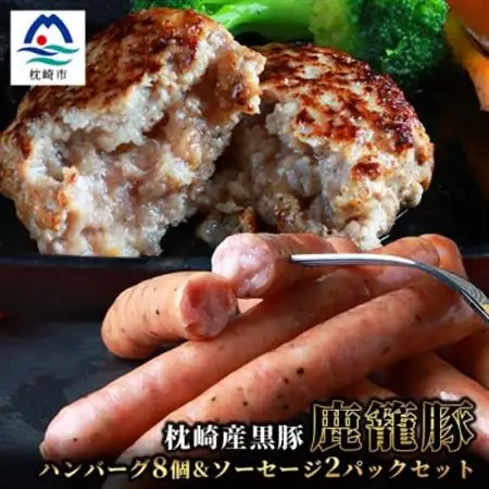 鹿籠豚ハンバーグ8個＆ソーセージ2パックセット【合計1.4kg】　B3-3_肉 豚肉  ぶたにく ブタ ポーク  肉 ハンバーグ 豚肉   肉 ソーセージ・ウインナー 豚肉 _【配送不可地域：離島】【1166981】