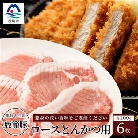 鹿籠豚ロース【100×6枚】枕崎産黒豚使用 A6-8_肉     肉 ステーキ 豚肉 ポークステーキ  肉 焼肉 豚肉 やきにく ヤキニク バーベキュー  肉  豚肉 _【配送不可地域：離島】【1166985】