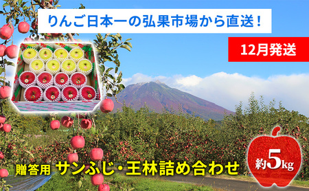 りんご 【12月発送】糖度13度～ 贈答用 サンふじ 王林 詰め合わせ 約5kg　リンゴ 林檎 青森りんご 糖度 13度 甘い 酸味 デザート フルーツ 果物 お取り寄せ 産地直送 旬 季節限定 弘果物流 青森県 西目屋村 西目屋村産
