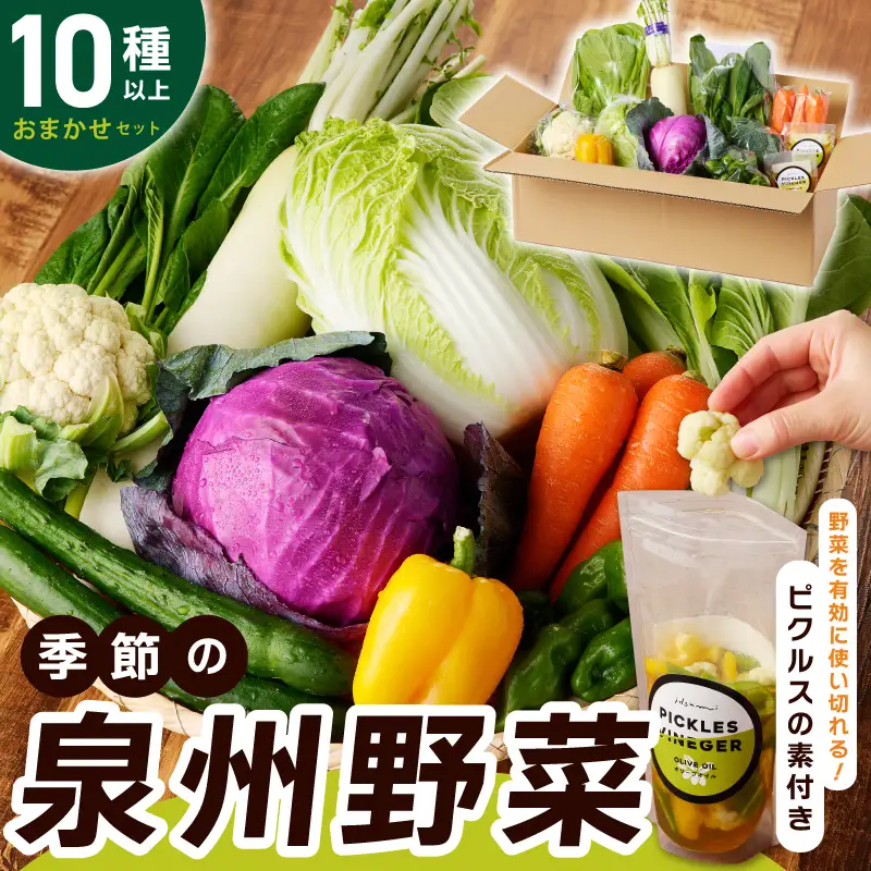 季節の泉州野菜 10種 おまかせセット ピクルスの素 2袋付き