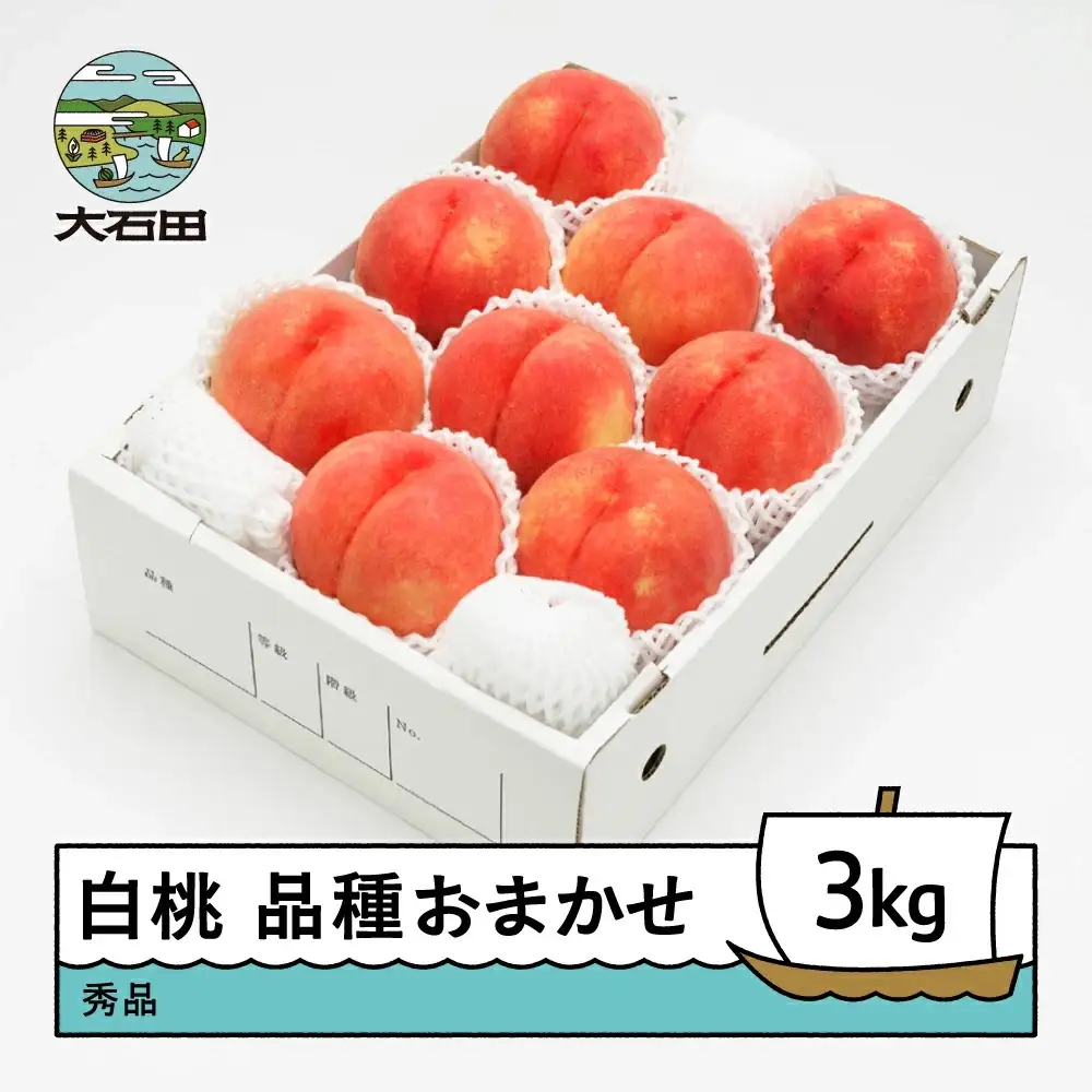 令和8年産 もも 白桃 秀品 品種おまかせ 約3kg ns-mohtx3