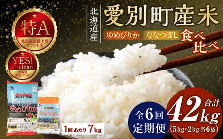 愛別町産米（ゆめぴりか5kg＆ななつぼし2kg）6ヶ月定期配送