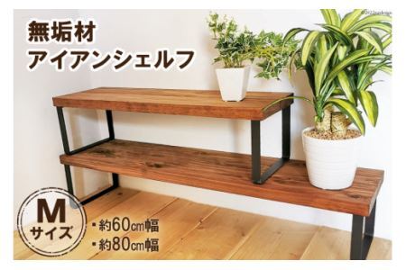 無垢材とアイアンのシェルフ ブラウン Mサイズ 60／80cm 植物 完成品 [0976]