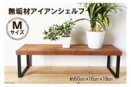 無垢材とアイアンのシェルフ ブラウン Mサイズ 60cm リビング 玄関 植物 完成品 [0872]