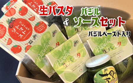 生パスタ（バジル）＆ソース＆バジルぺーストセット バジルを練りこんだパスタ フレッシュトマトソ?ス 芳野バジルペースト セット 計800g パスタソース 冷蔵配送 ランチ パスタ もちっと生パスタ ジェノベーゼ 本格 生パスタ 生麺 もちもち