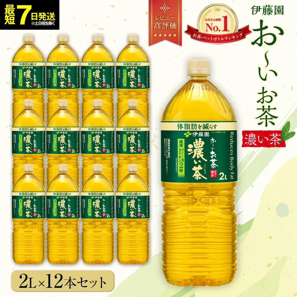 【最短７日以内発送】お～いお茶 濃い茶 2L×12本セット［おーいお茶 ペットボトル 2リットル ケース 箱 伊藤園 静岡］