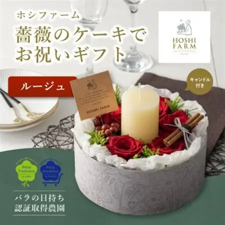 ホシファーム　『薔薇のケーキでお祝いギフト』ルージュ_花・観葉植物  花 _【配送不可地域：離島】【1465225】