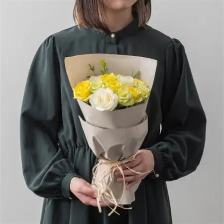 ホシファーム　フリルブーケ　ホワイトイエロー　グリーン12本_花・観葉植物  花 _【配送不可地域：離島】【1465227】