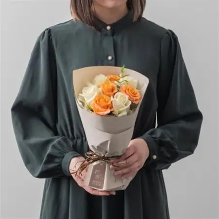 ホシファーム　フリルブーケ　ホワイトオレンジ　8本_花・観葉植物  花 _【配送不可地域：離島】【1465230】