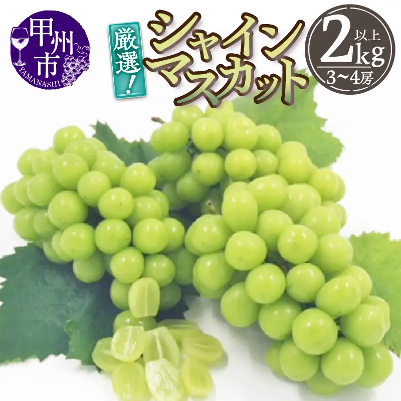 厳選！山梨県甲州市産 シャインマスカット 2kg以上（3～4房）【2026年発送】（THR）B19-810 シャインマスカット フルーツ