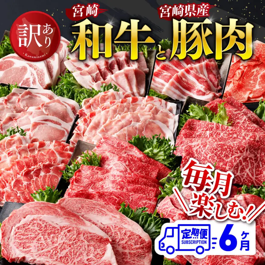 【訳あり定期便】宮崎和牛と宮崎県産豚肉6ヶ月定期便 ミヤチク6回お届け 牛肉 豚肉