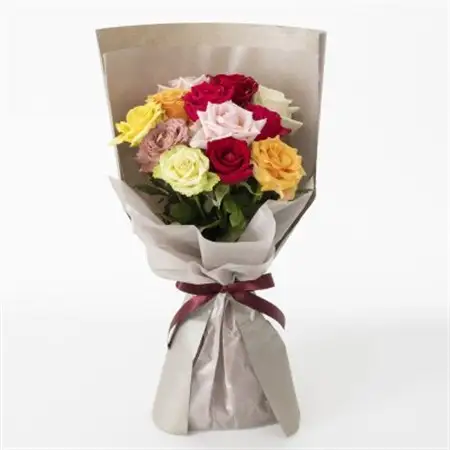 ホシファーム　届いた姿でそのまま飾れるスタンディング薔薇ブーケ　カラフル12本_花・観葉植物  花 _【配送不可地域：離島】【1465223】