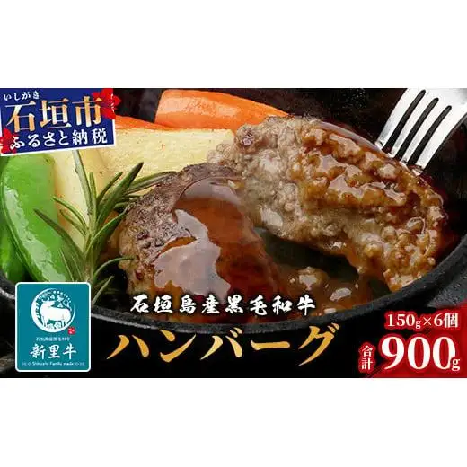 石垣島産 黒毛和牛 新里牛 職人手ごね生ハンバーグ (150g×6) 合計900g SZ-7