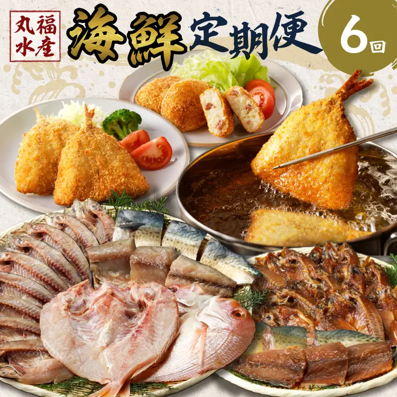 丸福水産・海鮮定期便（6回）｜ 干物 アジフライ 干物 定期便【Z069】