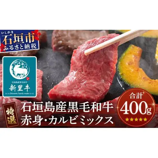 石垣島産 黒毛和牛 新里牛 【特選】赤身・カルビ焼肉ミックス(400g×1袋)　SZ-16