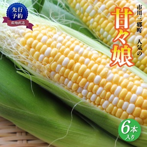 市川三郷町産甘々娘（とうもろこし）6本入り【2026年6月上旬から発送】薬袋和幸農園[5839-1982]