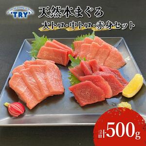 【天然】本まぐろ　大トロ・中トロ・赤身セット 500g 鮪 本鮪 本マグロ マグロ 刺身 刺し身 海鮮 サク 海の幸◆