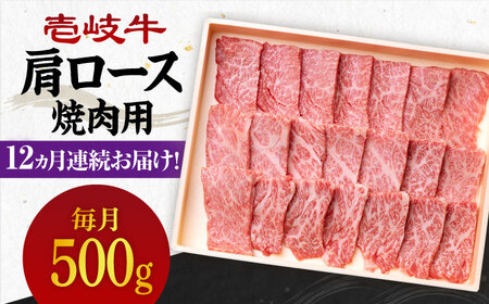 【全12回定期便】 《A4～A5ランク》壱岐牛 肩ロース 500g（焼肉用）《壱岐市》【壱岐市農業協同組合】 肉 牛肉 肩ロース 焼肉 BBQ 赤身 [JBO097] 324000 324000円