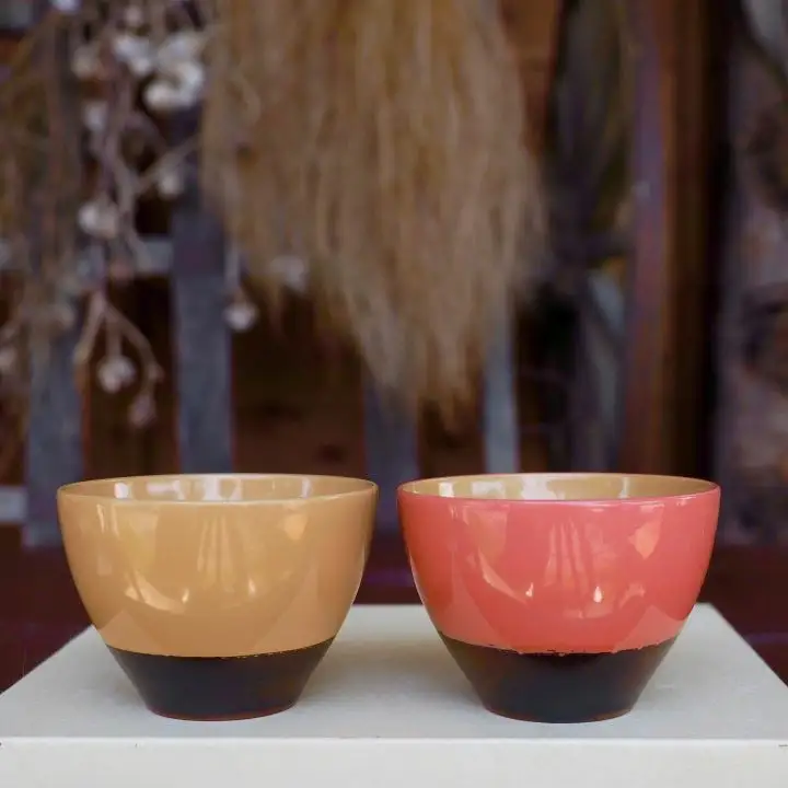 本漆　塗分けカップ花つぼみ　【07208-0230】