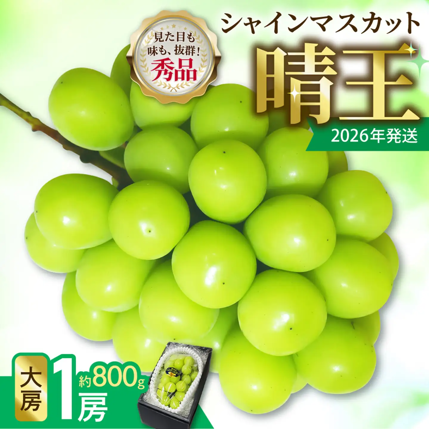 岡山県産 シャインマスカット 晴王 秀品 大房1房【シャインマスカット】