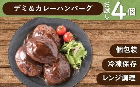 Z280.累計３００万個突破記念！お試し４個.デミ＆カレーハンバーグセット【150g×4個】【訳あり】【北海道・沖縄・離島へ配送不可】