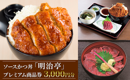 ソースかつ丼「明治亭」プレミアム商品券（3,000円分） お食事券 チケット 