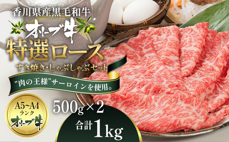オリーブ牛特選ロースすき・しゃぶセット1kg 牛肉 サーロイン お肉 すき焼き 牛肉/しゃぶしゃぶ 
