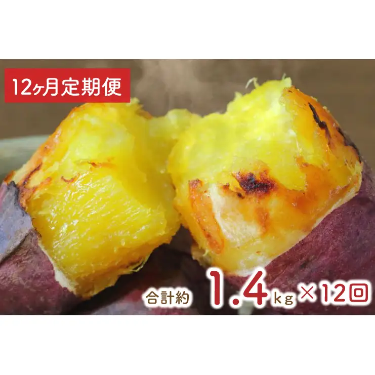 【12ヶ月定期便】★訳あり★紅はるか冷凍焼き芋約1.2kg＋おまかせ品種さつまいも　合計約1.4kg（EY-34）