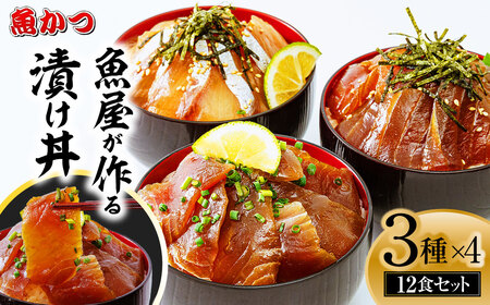 魚かつ自家製　山口の海鮮漬け丼(はまち、ひらまさ、マグロ系等)3種×各4パック入 酒の肴に海鮮丼に茶漬けに飯ともに