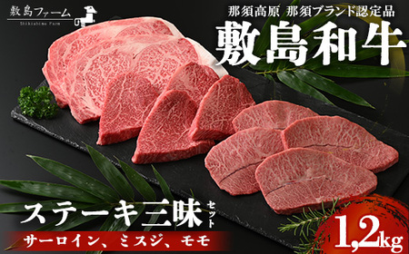 那須高原 敷島和牛 ステーキ三昧セット 計1.2kg 国産 黒毛和牛 和牛 牛肉 お肉 肉 ステーキ サーロインステーキ ギフト お祝い 冷凍 栃木県 那須町《敷島ファーム》〔P-169〕 ※着日指定不可 ※離島への配送不可