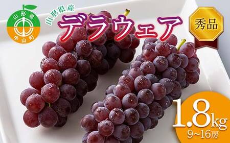≪2026年先行予約≫山形県産 デラウェア 1.8kg(9～16房) 秀品 2026年8月上旬から順次発送 種無し 食べやすい ぶどう ブドウ 葡萄 くだもの 果物 フルーツ 夏果実 数量限定 F4A-0529