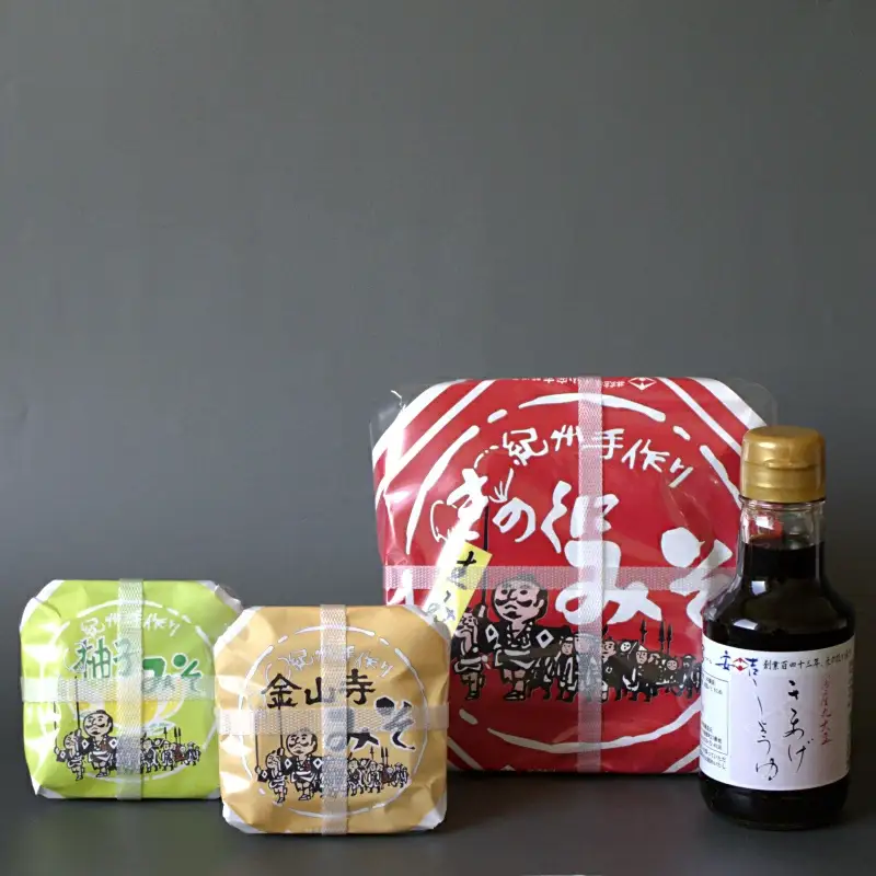 安吉の詰め合わせセットA（しょうゆ・柚子みそ・金山寺みそ・味噌） / 調味料 醤油 金山寺味噌 化粧箱入り 贈答 ギフト 和歌山県 田辺市 【kyj014】