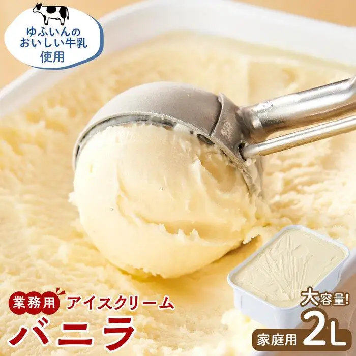 業務用 アイスクリーム バニラ 2L ＜『ゆふいんのおいしい牛乳』使用＞【大容量 家庭用 2リットル】アイス