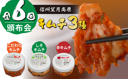 信州望月高原のキムチ３種頒布会（６回コース）国産キムチ 白菜キムチ 発酵食品 漬物 信州キムチ 定期便 自家製キムチ 国産キムチ