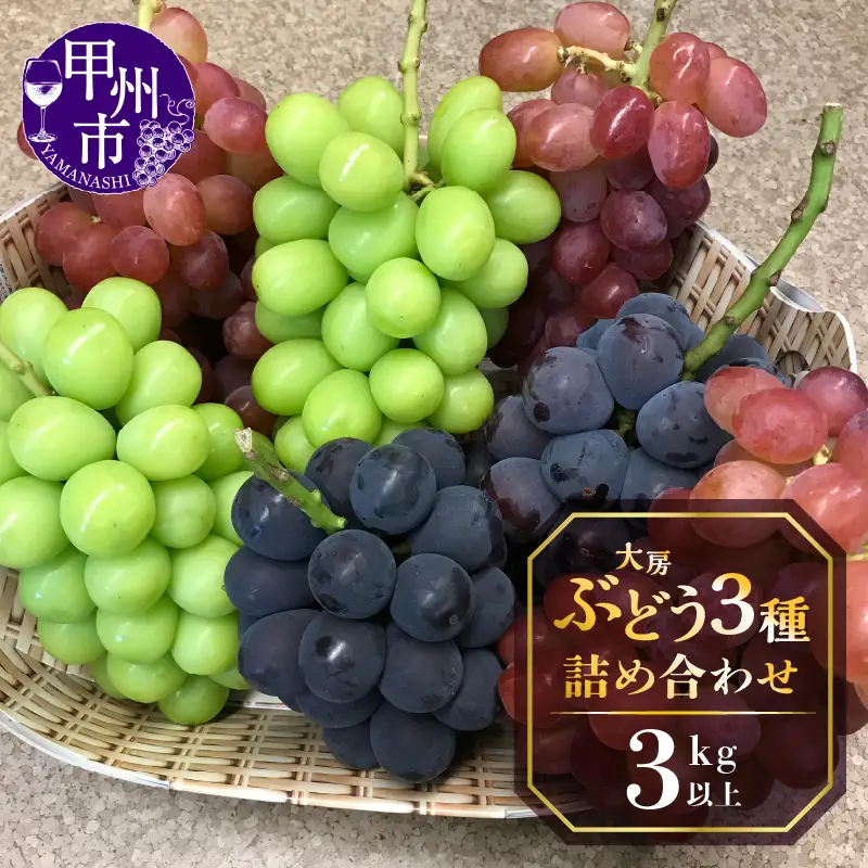 甲州屋厳選 大房ぶどう3種詰め合わせ 3kg以上【2026年発送】D-117 ぶどう フルーツ