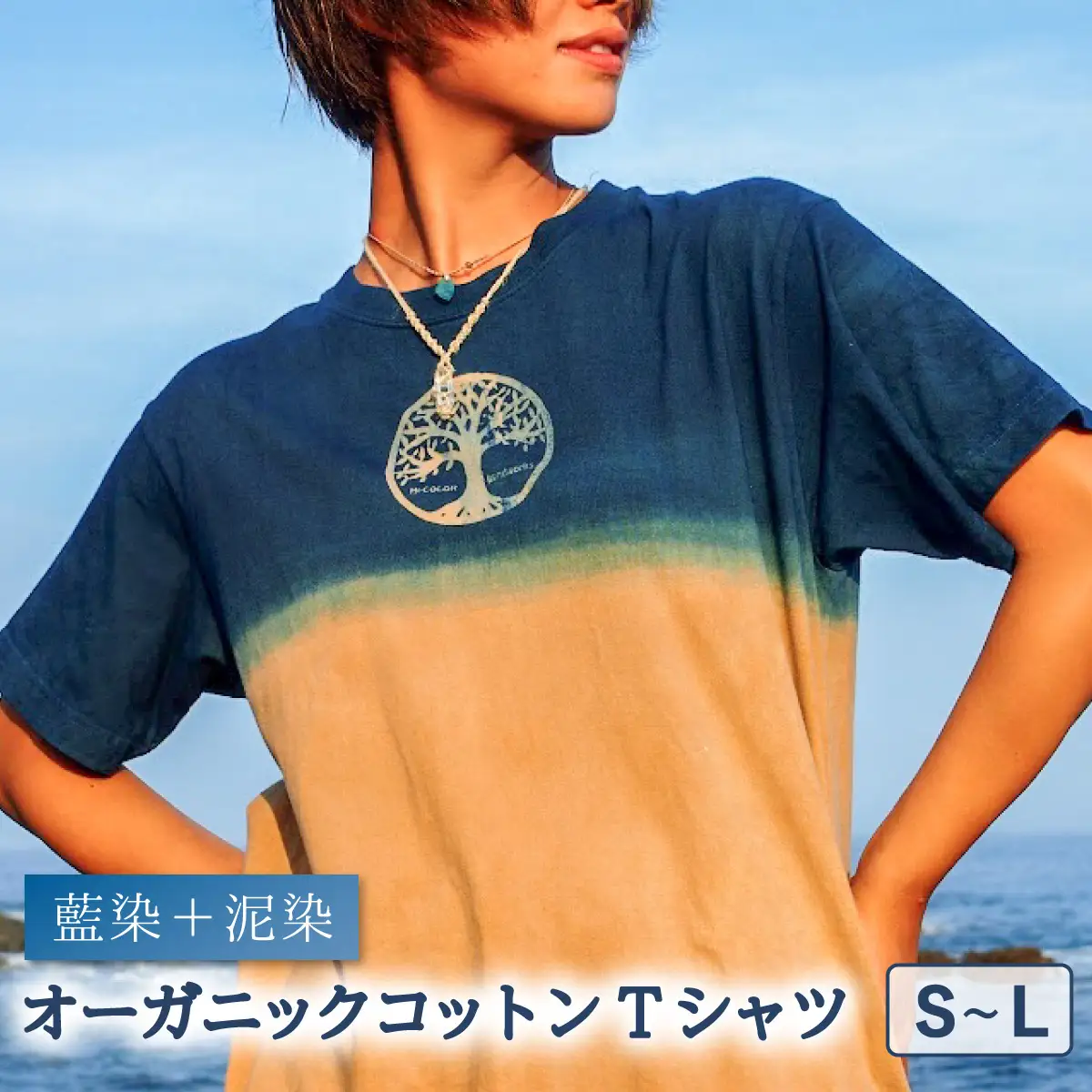 Tシャツ 藍染 泥染 S-Lサイズ オーガニックコットン 藍 藍染め 泥染め 宍喰祇園染 天然染料