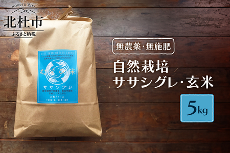 【令和7年度米】自然栽培ササシグレ（無農薬・無施肥）玄米5kg 自然栽培 無農薬 無施肥 米 むすび米 希少米 ギフト米 幻の米 ササシグレ 八ヶ岳 大和ファーム 山梨県 北杜市 [h266]