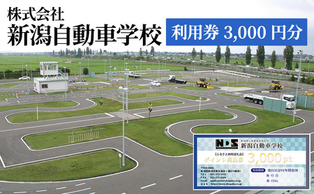 株式会社　新潟自動車学校　利用券3,000 円分 チケット 体験チケット 免許 普通車 大型車 中型車 準中型車 二輪車 大特車 けん引免許 