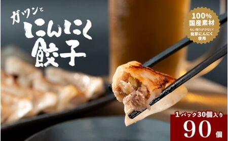 発芽にんにく餃子30個入り3パック　餃子 にんにく にんにくたっぷり 国産にんにく 発芽にんにく 冷凍 臭わない 栄養価抜群 スタミナ 免疫アップ おつまみ おかず 総菜 餃子専門店 ぎょうざ 工場直売 大量 まとめ買い 