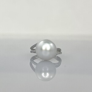 【ふるなび限定】【一点もの】Pt900　白蝶真珠ダイヤモンドリング　FR13　K05076-H　FN-Limited-SP