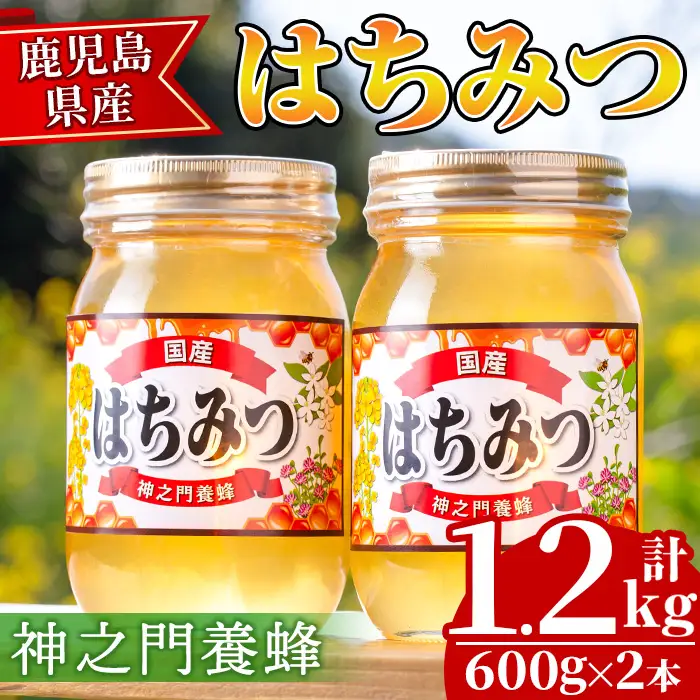 No.1074 鹿児島県産 はちみつ(600g×2本・計1.2kg) 国産 九州産 鹿児島県産 はちみつ ハチミツ 蜂蜜 山蜜 調味料 セット ギフト 贈答 プレゼント【神之門養蜂】
