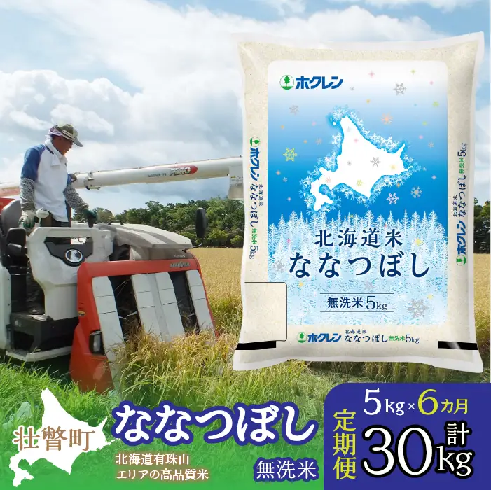 【令和7年産 6ヶ月定期配送】（無洗米5kg）ホクレン北海道ななつぼし SBTD117