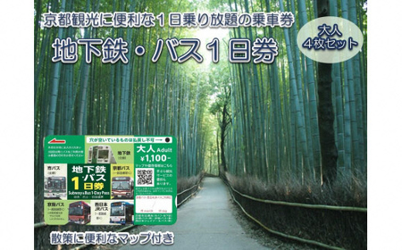 地下鉄・バス 1日乗車券 (大人券4枚セット) [1259]
